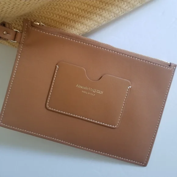 NWT - Alexander McQueen Large Leather Raffia Bow Bag Natural Tan - Picture 10 of 16